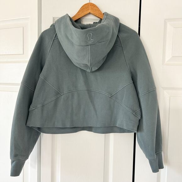 Lululemon Scuba Oversized Half-Zip Hoodie M/L Gray/ Dark Green EUC Cozy Fleece - Picture 5 of 5